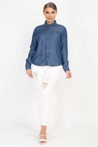 Long Sleeve Button Down Tencel Shirt