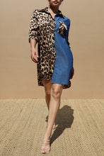 Leopard Button Down Satin Shirt Dress