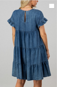 Denim Ruffle Tier Dress